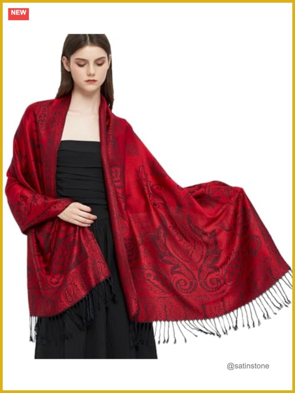 Women's Pashmina Shawl Wrap Ethnic Paisley Jacquard Scarf